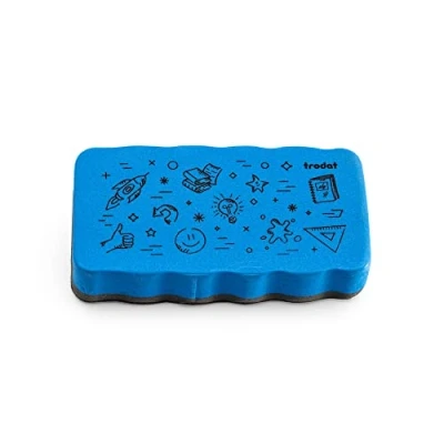 Afbeelding van Trodat Whiteboard Spons Blauw Wisser voor magneetborden, handformaat 10,5 x 5,5 1,8 cm