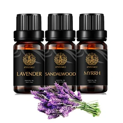 Afbeelding van Myrhe etherische olie voor het maken van kaarsen, 3 x 10 ml aromatherapie sandelhout kit diffusers, therapeutische kwaliteit lavendel set massage