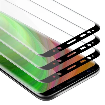 Afbeelding van Cadorabo 3x Screenprotector geschikt voor Samsung Galaxy S9 PLUS Volledig scherm pantserfolie Beschermfolie in TRANSPARANT met ZWART Getemperd (Tempered) Display beschermend glas 9H hardheid 3D Touch