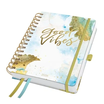 Afbeelding van Sigel weekagenda met spiraal 2026 formaat A5 Good Vibes hardcover SI J6606