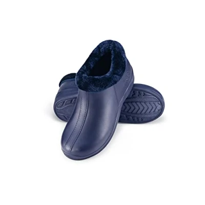 Afbeelding van ESTRO Dames Rubber Laarzen Kort Tuinclogs Heren Gevoerd Winterklompen voor Warm A16 (37, Donkerblauw)