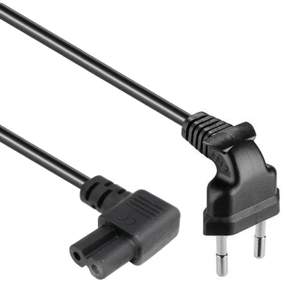 Afbeelding van C7 apparaatsnoer Haakse plug Euro stekker Zwart 1 meter Allteq