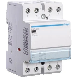 Afbeelding van Hager magneetschakelaar ac esd 4no 63 1 400v 32 3 kw u spoel 24v 50hz 60hz esd463