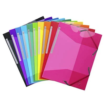 Afbeelding van Exacompta Ref 55670E Iderama PP Collection Doorschijnende Elastische 3 Flap Map Geschikt voor A4 documenten, 0,5mm Polypropyleen Diverse Kleuren (Pack van 15)