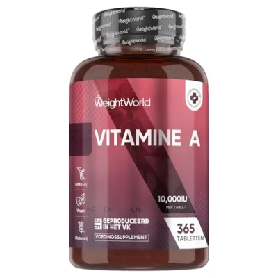 Afbeelding van WeightWorld Vitamine A tabletten 10000IU 365 vegan voor 2+ jaar voorraad