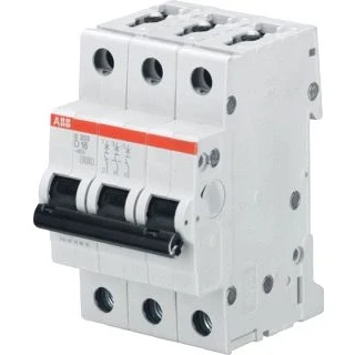 Afbeelding van Abb s203 installatieautomaat 3p d karakteristiek 63a iec en 60898 1 6 ka iec60947 2 10 3 modulen breedte 52 5mm 2cds253001r0631