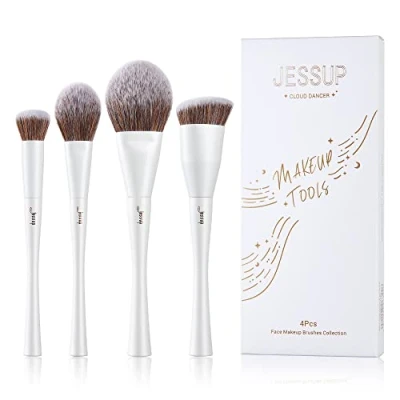 Afbeelding van Jessup Make up Kwasten 4 Stuks Gezicht Set voor Markeerstift, Poeder, Contour, Blush Borstels, Parelwit T344