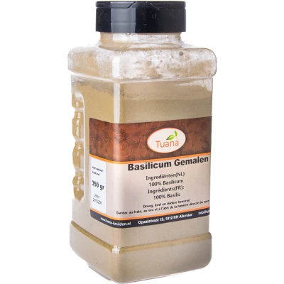 Afbeelding van Tuana Kruiden Basilicum Gemalen Strooibus 350 Gram Zonder Zout GP0024