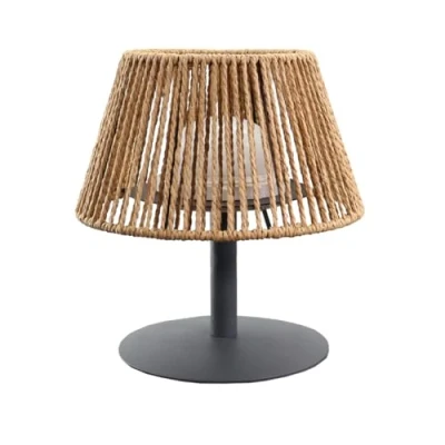 Afbeelding van Draadloze tafellamp van natuurlijk raffia, led, warmwit/wit, dimbaar, STANDY MINI RAFFY, H22 cm