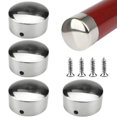 Afbeelding van 2 paar leuning eindkappen, ronde eindkap, rail beugels, beugels einddeksel, eindkappen 45mm, met 4 stuks roestvrijstalen schroeven (45 mm)