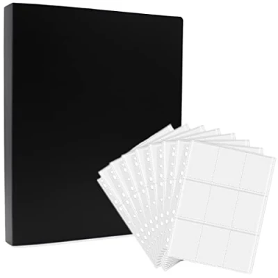 Afbeelding van Verzamelkaartenalbum, 900 vakken, verzamelkaartenhoezen, verzamelkaartenaccessoires, 50 pagina&#039;s, dubbelzijdig, 9 transparante kaarten, folie, verzamelalbum, spel, fotokaartenbinder