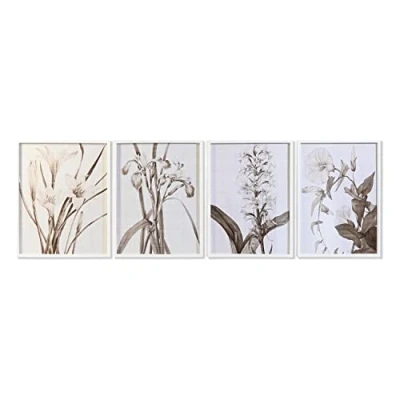 Afbeelding van Schilderij DKD Home Decor Kristal Berken 55 x 70 2,5 cm Blommor (4 Onderdelen)