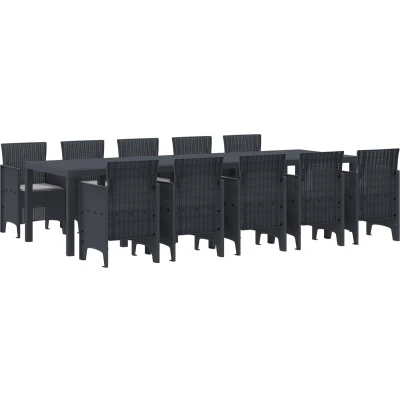 Afbeelding van vidaXL 11 delige tuinset met kussens in antraciet poly rattan