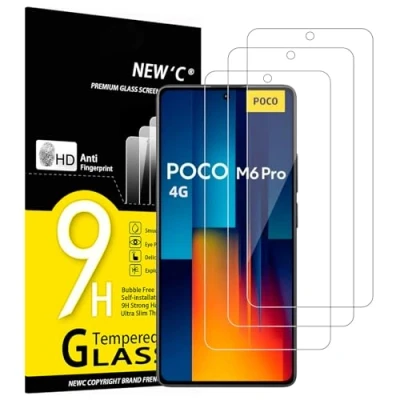 Afbeelding van NEW&#039;C 3 Stuks, Screen Protector voor Xiaomi Poco M6 Pro 4G (nee 5G), Gehard Glass Schermbeschermer Film 0.33 mm ultra transparant, resistent