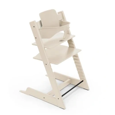 Afbeelding van Stokke Tripp Trapp kinderstoel, Vanilla White inclusief stoel + Babyset 2 voor kinderen van 6 36 maanden verstelbaar, ergonomisch en gemakkelijk schoon te maken