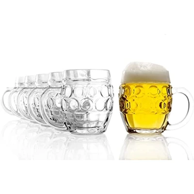 Afbeelding van Oberglas Tübinger Oogkan, bierpul zonder drukoppervlak/bord, set van 6 bierpulgen, 500 ml met vulstreep, stabiele bierkan frisdrank, limoenglas, bierglas, biertouw, vaatwasmachinebestendig