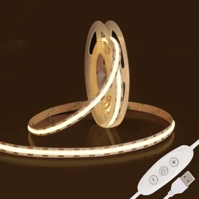 Afbeelding van COB LED Strip Licht,Fosingut 5V 2m USB TV achtergrondverlichting 4000K Neutraalwit,960LEDs CRI90+ 8mm Dimbare Flexibel ledband Lint voor Spiegel,Keuken Kast,Kledingkast,RV Auto,Slaapkamer DIY