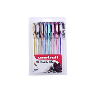 Afbeelding van Uni ball UM 120NM Signo Metallic Gel Ink Rollerball met Super Ink, 0,8 mm punt, 8 pack verschillende kleuren