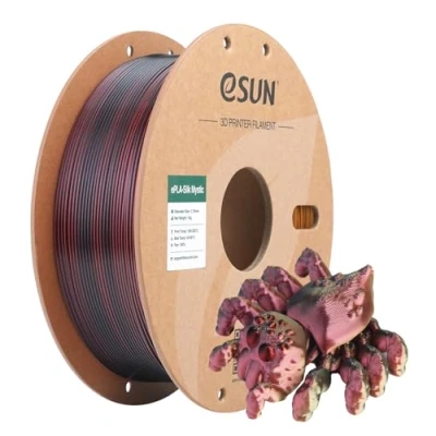 Afbeelding van eSUN Silk Tri Colors PLA Filament 1.75mm, Zijdeachtig Gecoëxtrudeerd 3D Printer PLA, 1KG Spoel Co Extrusie Mystic voor (Zwart Rood Goud, 1KG)