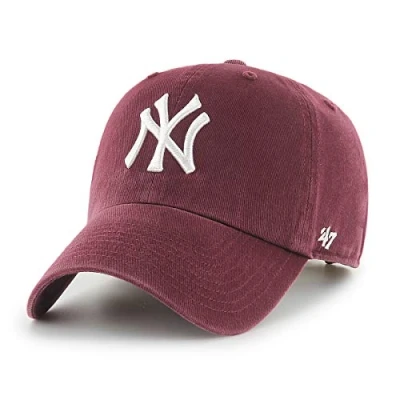 Afbeelding van 47 MLB New York Yankees Clean Up Unisex baseballpet, verstelbare riem en gesp, wit logo, kleur donker kastanjebruin