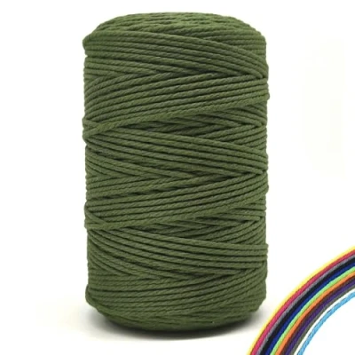 Afbeelding van FORBELL Macramégaren, 3 mm x 300 m, premium katoengaren, doe het zelf handwerk, legergroen