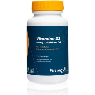 Afbeelding van Fittergy Vitamine D3 50mcg Met Zink Tabletten