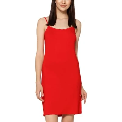 Afbeelding van Merry Style MS MS10 203 UW Dames Onderjurk Nachthemd kort V neck verstelbare Spaghetti bandjes Viscose Rood S