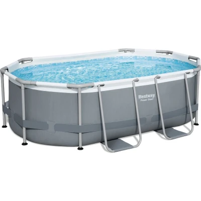 Afbeelding van Bestway Zwembad Power Steel Set Ovaal Grijs 305