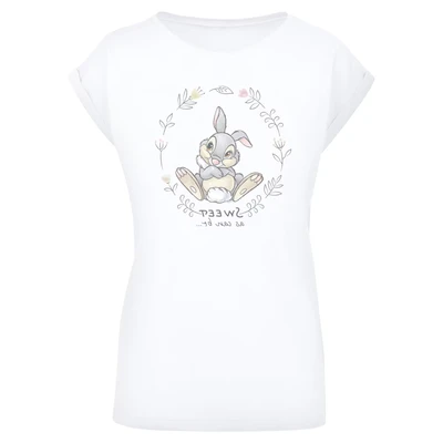 Afbeelding van F4NT4STIC Disney Bambi Klopfer Thumper Sweet AS CAN BE Tshirt print, Dames, Maat: 3XL, White