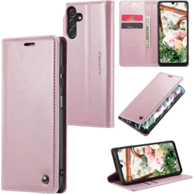 Afbeelding van CaseMe Telefoonhoesje geschikt voor Samsung Galaxy A35 5G Flip Wallet Case Magneetsluiting Roze