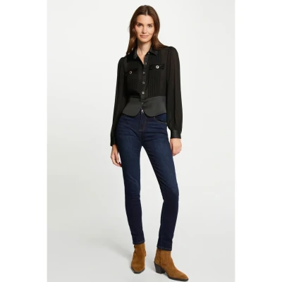 Afbeelding van Morgan Longsleeved WITH Pleats Overhemdblouse, Dames, Maat: 34, Black