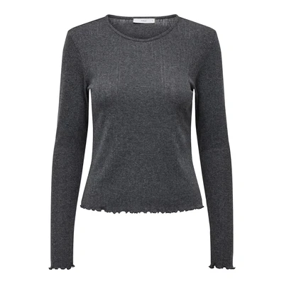 Afbeelding van DAMES Effen Lange Mouw Shirt Basis Ronde Hals Gesneden Top Longsleeve ONLCARLOTTA, Colour:Dark Grey, Size:XS