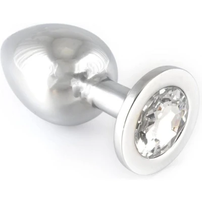 Afbeelding van Rimba Bondage Play Buttplug Groot met transparant kristal RVS