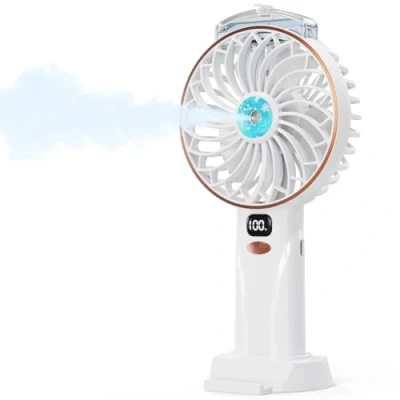 Afbeelding van Mobiele Handventilator met Misting 4000mAh Oplaadbare Mini Water Ventilator, 5 Aanpasbare Snelheden LED scherm, Ontkoppelde Basis Koelhandfans voor Thuis/Kantoor/Uitdoors