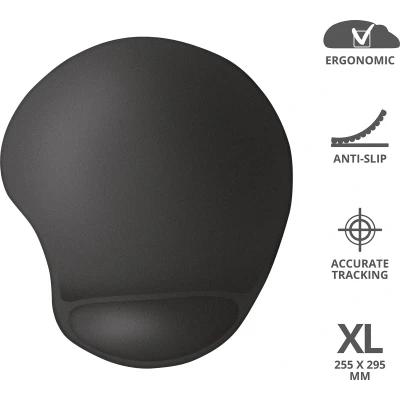 Afbeelding van Trust BigFoot XL muismat met gel polssteun, zwart
