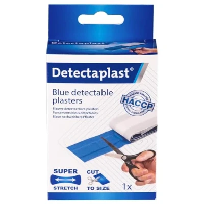 Afbeelding van Detectaplast blauwe pleisters Elastic, metaaldetecteerbare en flexibele sensitive, wondverzorging voor de voedingsindustrie, catering grootkeuken, 6 cm x 1 m, stuk