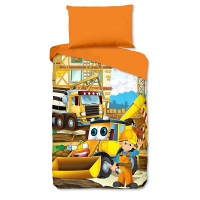 Afbeelding van Good Morning Kinderdekbedovertrek &quot;graafmachine&quot; Multi (140x200 cm) Katoen