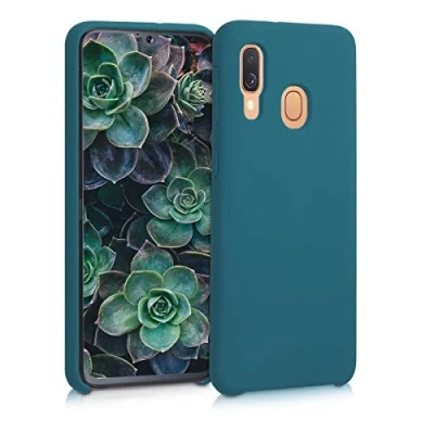 Afbeelding van kwmobile telefoonhoesje geschikt voor Samsung Galaxy A40 Hoesje met siliconen coating Smartphone case in mat petrol