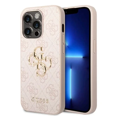 Afbeelding van Guess PU 4G Metal Logo case iPhone 14 Pro roze GUHCP14L4GMGPI