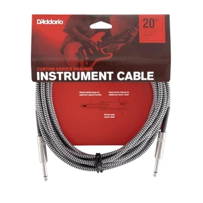 Afbeelding van D&quot;;Addario PW BG 20BG Braided instrumentkabel grijs 20ft (6 m) recht