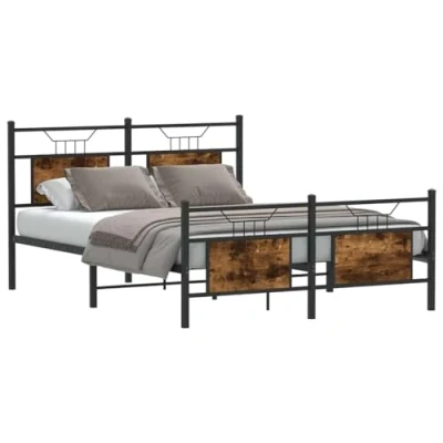 Afbeelding van Bedframe bewerkt hout gerookt eikenkleurig 150x200 cm