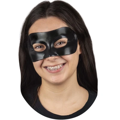 Afbeelding van Partychimp Half Masker Zwart Superheld voor bij Carnaval Kostuum Volwassenen Halloween Latex One size