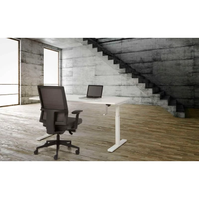 Afbeelding van Bureau Teez Slinger zit/zit verstelbaar breed 180CM diep 80CM bladkleur Robson Eiken framekleur Aluminium (RAL9006)
