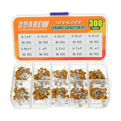 Afbeelding van HUAREW 10 waarden 300 stuks keramische condensator 0,1 0,15 0,22 0,33 0,47 0,68 1 2,2 4,7 uF / 100 10000 nF classificatie kit