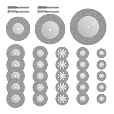 Afbeelding van Gunpla 32 stuks Mini Diamantsnijschijf voor Dremel 16/20/22/25/30/40/50/60 mm met 4 Doornen Diamantversterkte Snijschijf Hout, Metaal, Steen, Kunststof