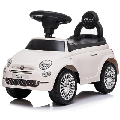 Afbeelding van Fiat 500 Kindervoertuig vanaf de leeftijd van 12 maanden, loopauto, ride on, babyauto, loopstoeltje met claxon en motorgeluiden (Wit)