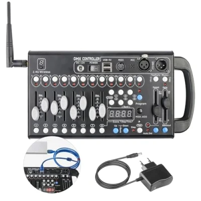Afbeelding van Jindaaudio DMX512 console, 2.4 G, 192 kanalen, DMX controller, programmeerbare podiumverlichting, bedieningspaneel voor dj&#039;s, bands, bars, clubs, bruiloften enz
