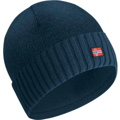 Afbeelding van ACE Norway Wintermuts van schapenwol warme gebreide muts voor dames &amp; heren zachte wollen volwassenen Donkerblauw