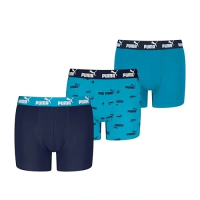 Afbeelding van PUMA Jongens Elements Boxer (3 pack), marineblauw/blauw, 146 152