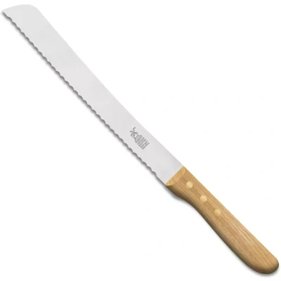 Afbeelding van Robert Herder Broodmes RVS met Golf Lemmet 22 cm Heft Eikenhout